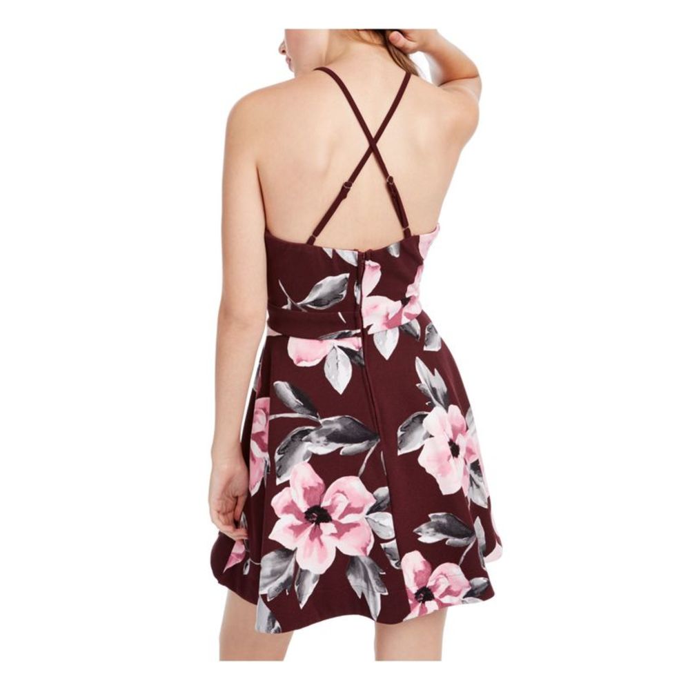 SPEECHLESS Womens Maroon Sleeveless Short A-Line Party Dress Size: 3 - Picture 2 of 2
